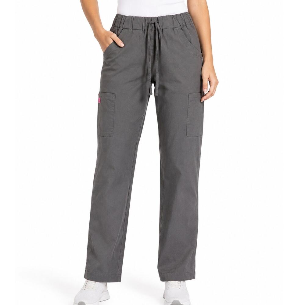 Betsey Johnson Scrub Pants Womens S Gray Drawstring Cargo Nurse Medical